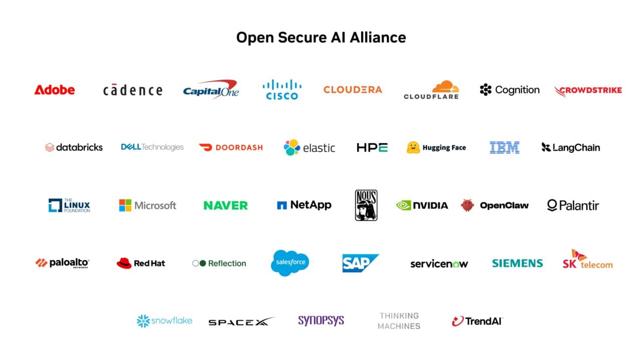 Logotipos de las más de 40 organizaciones que forman la Open Secure AI Alliance