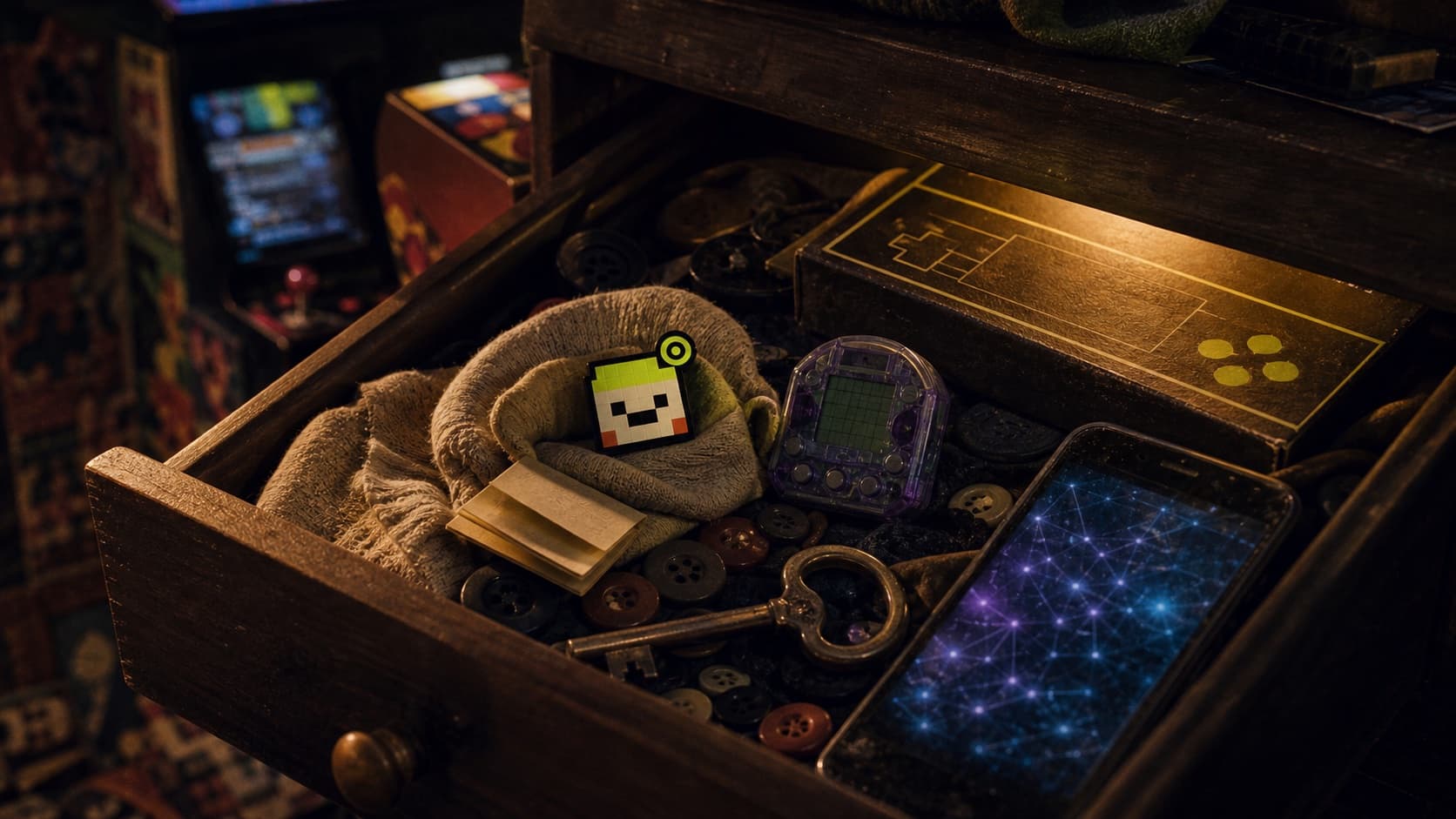 PESETO spends years in a drawer with buttons, a key, a Tamagotchi and an old phone