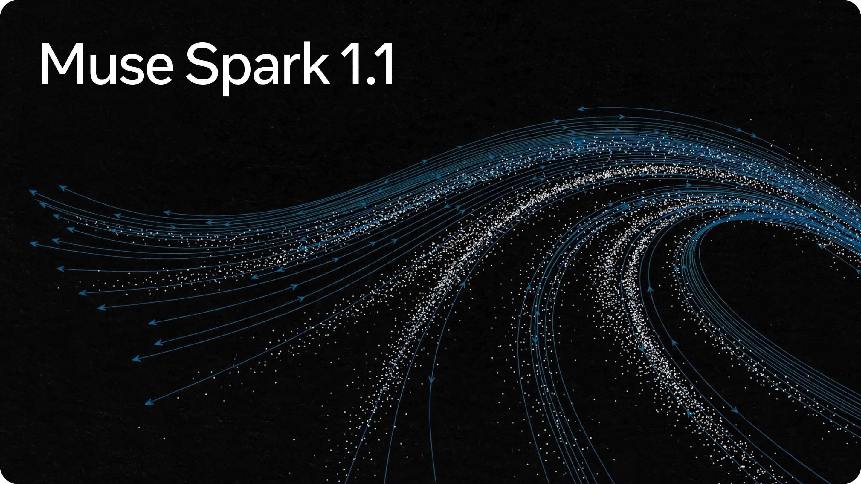 Gráfico oficial de Muse Spark 1.1 con miles de trayectorias que representan tareas ejecutadas por agentes