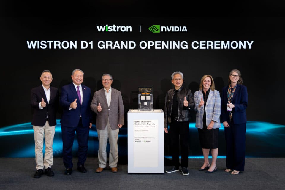 Jensen Huang and Wistron executives at the opening of the Fort Worth factory