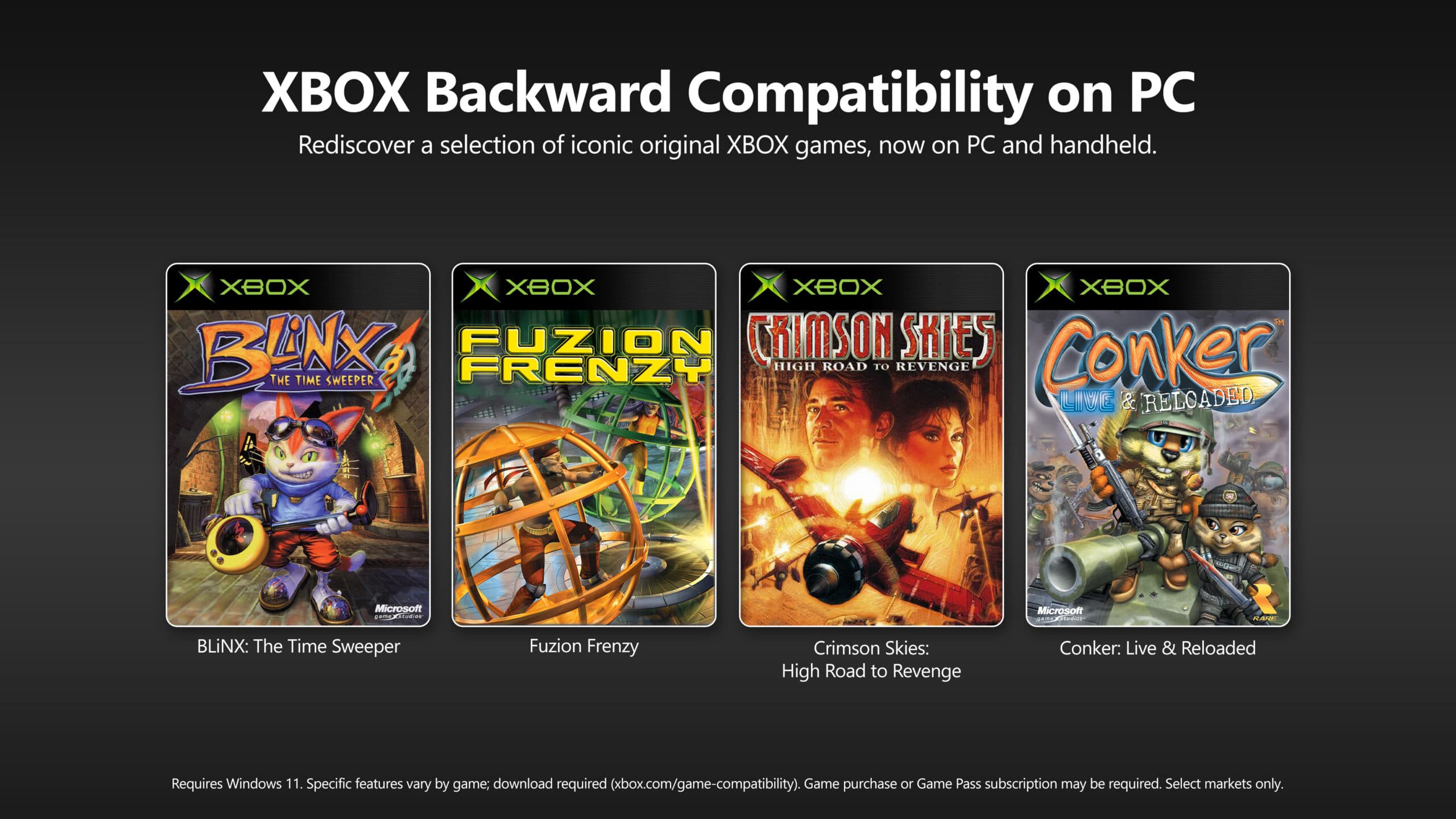 Blinx, Fuzion Frenzy, Crimson Skies and Conker, the first four classic Xbox games available on PC
