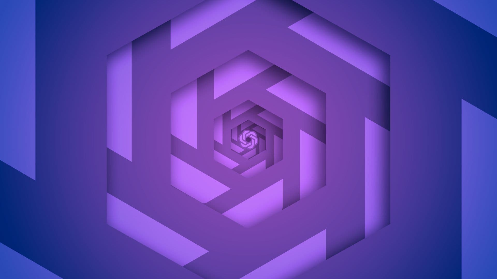 Editorial illustration showing repeated OpenAI logos on a blue background