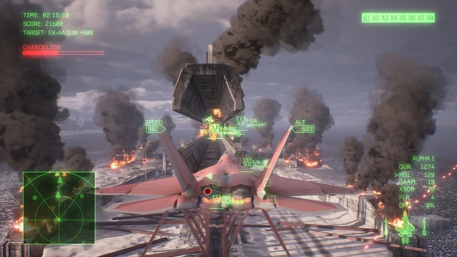 Fighter attacking a naval target in Ace Combat 8