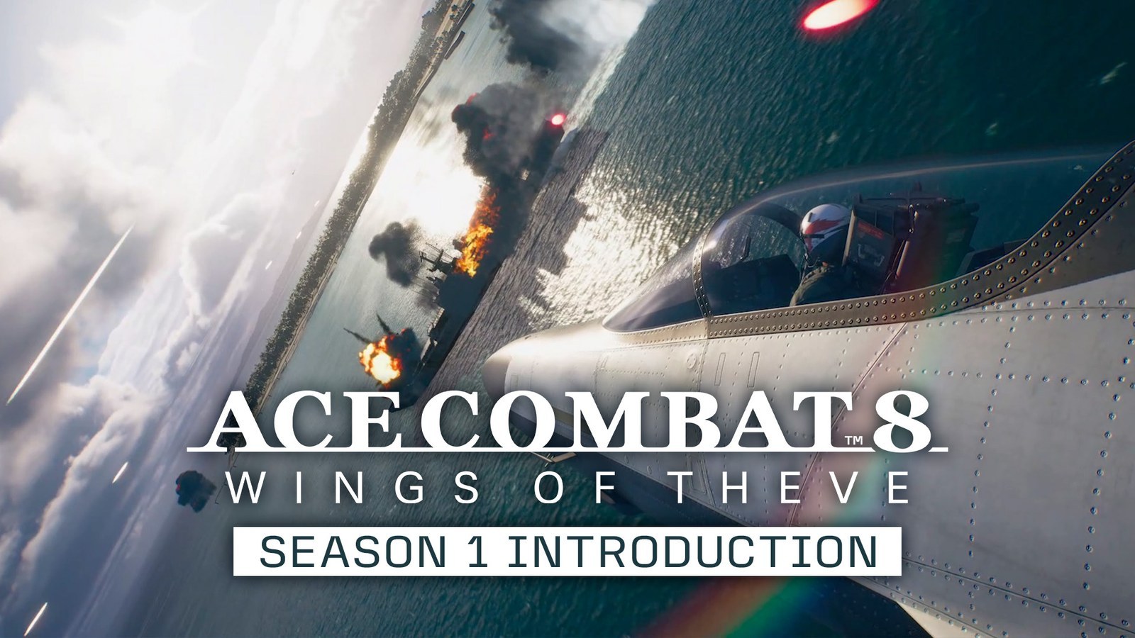 An aircraft above the sea and ships in Ace Combat 8