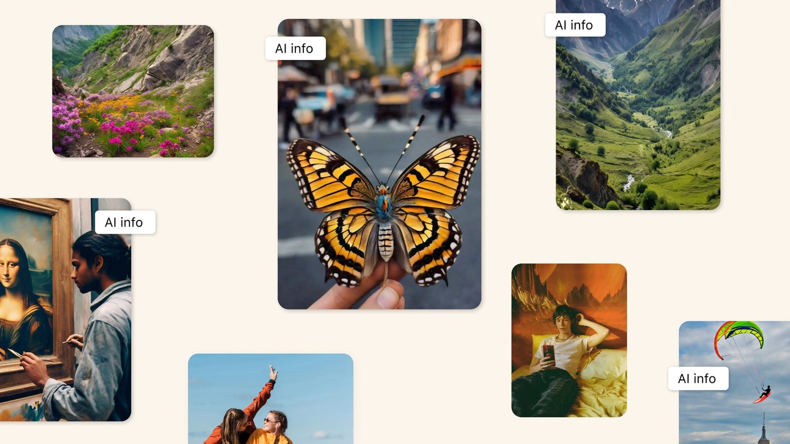 Examples of synthetic images carrying Meta's AI info label
