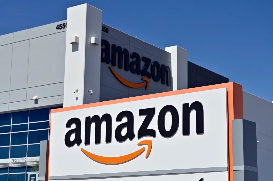 Amazon signage on the facade and entrance of one of its fulfilment centres