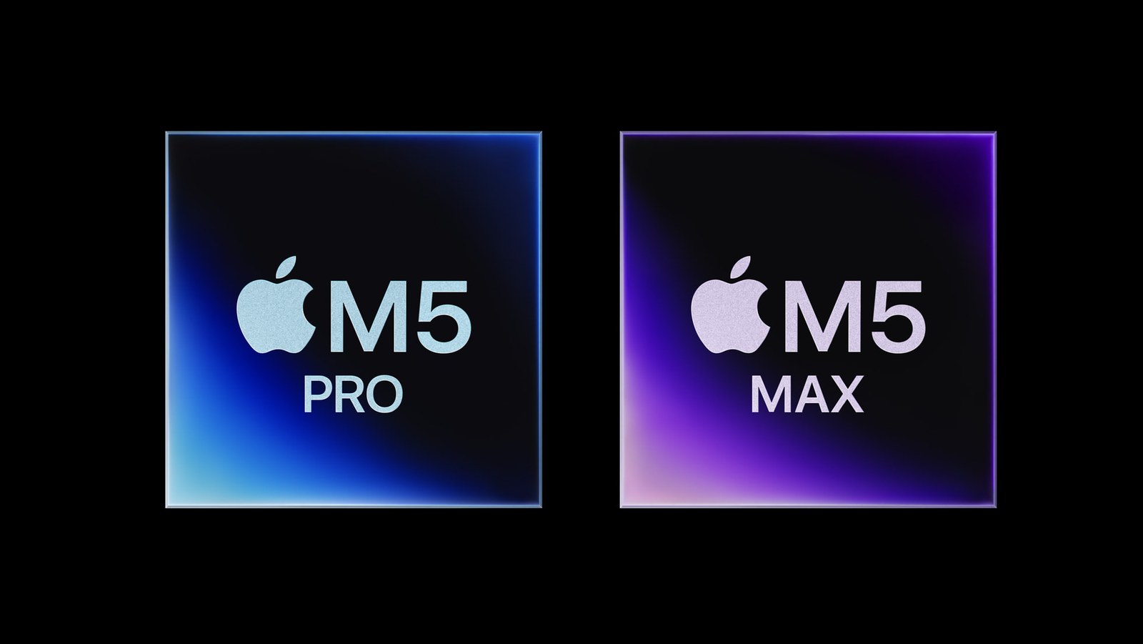 Los chips M5 Pro y M5 Max de Apple sobre fondo negro