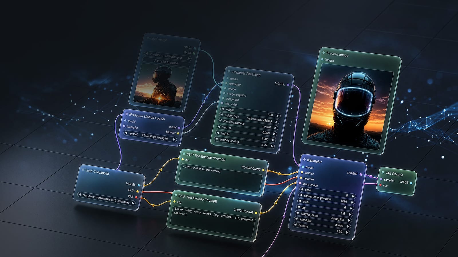 Flujo de inteligencia artificial por nodos ejecutado en el ASUS ProArt P16