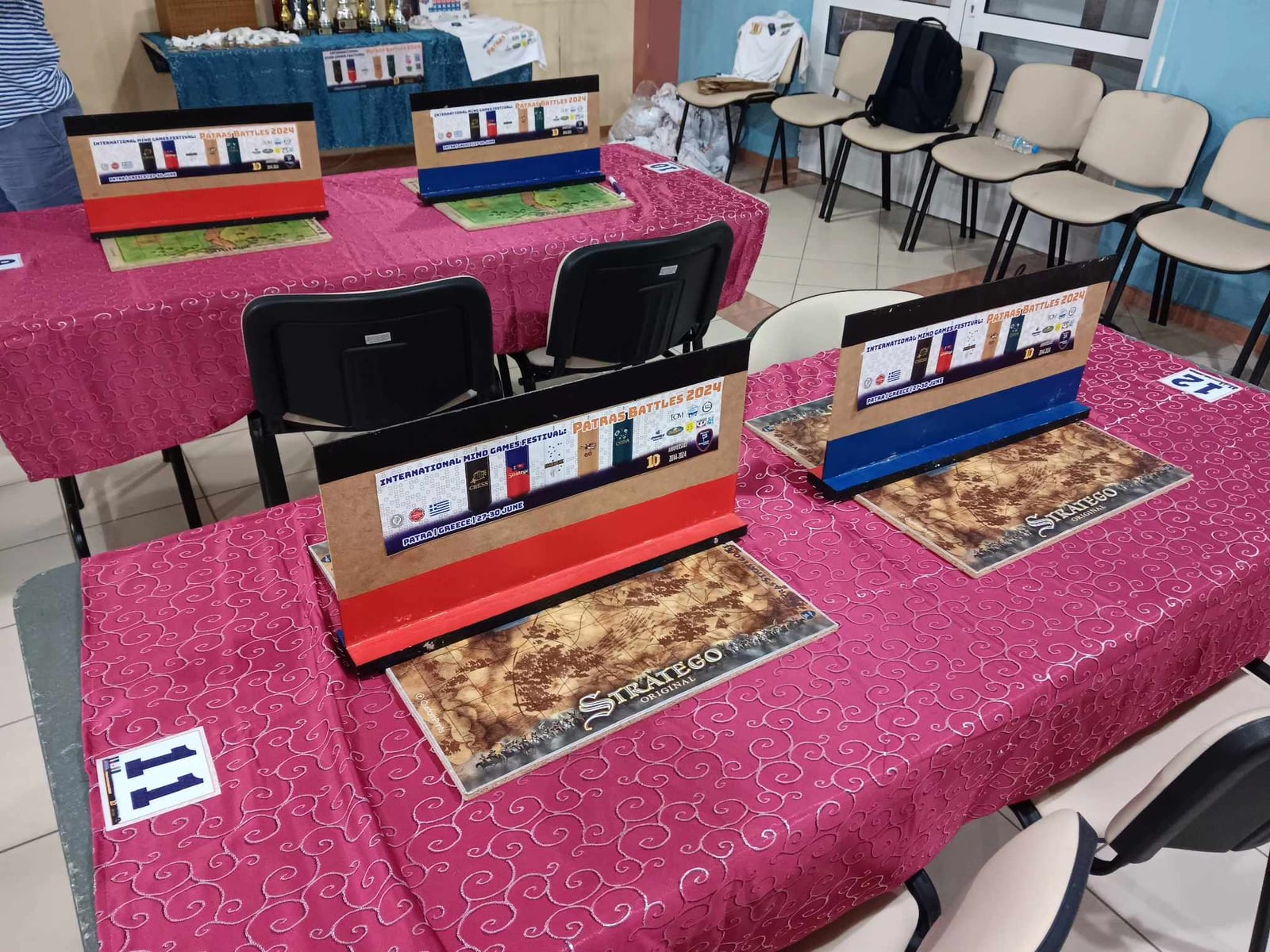 Stratego boards set up at the 2024 Patras Battles tournament, an archive photograph unrelated to the Ataraxos tests