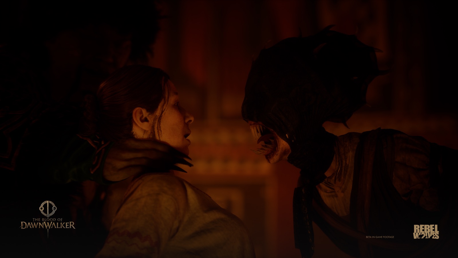 Una criatura vampírica se abalanza sobre una mujer en The Blood of Dawnwalker