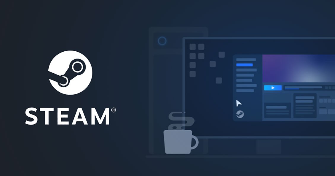 Steam logo beside an illustration of the desktop client