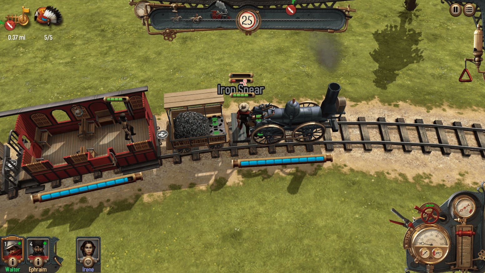 Locomotora y tripulantes durante un combate de Bounty Train, captura oficial de marzo de 2017