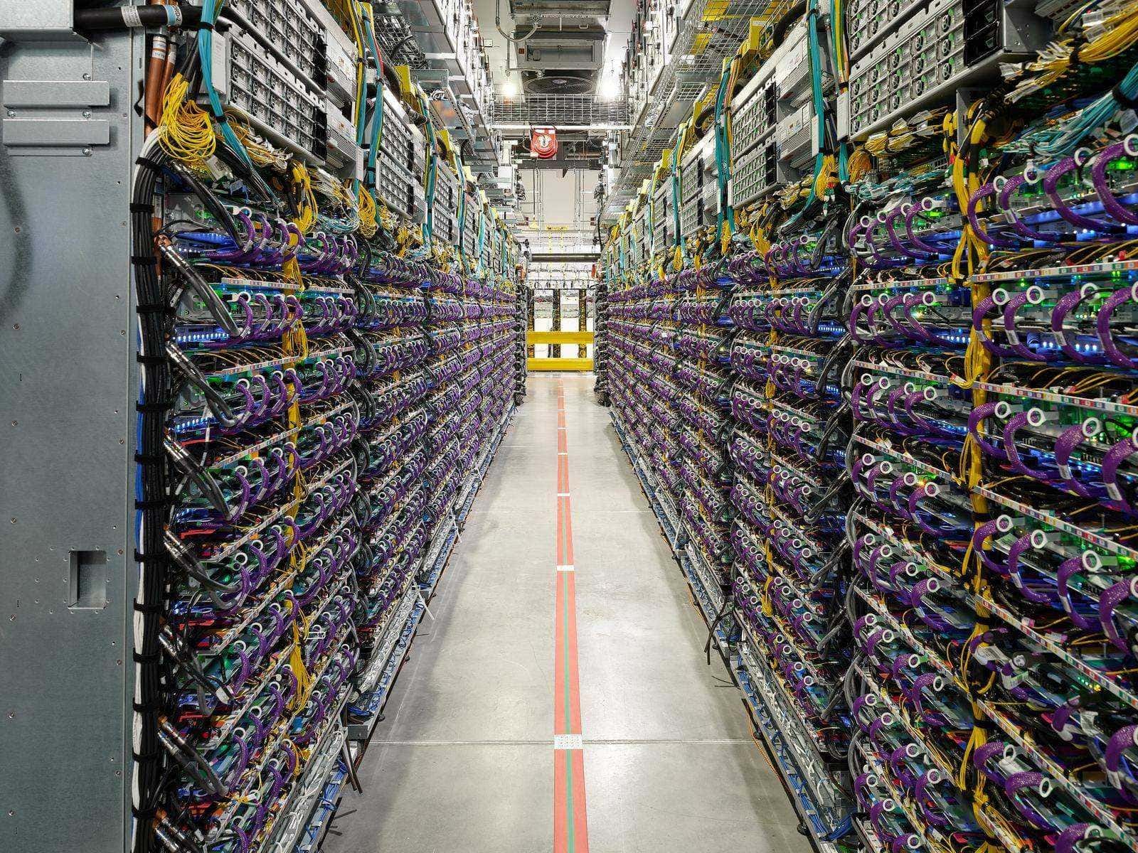 A closer view of servers at the New Albany data center