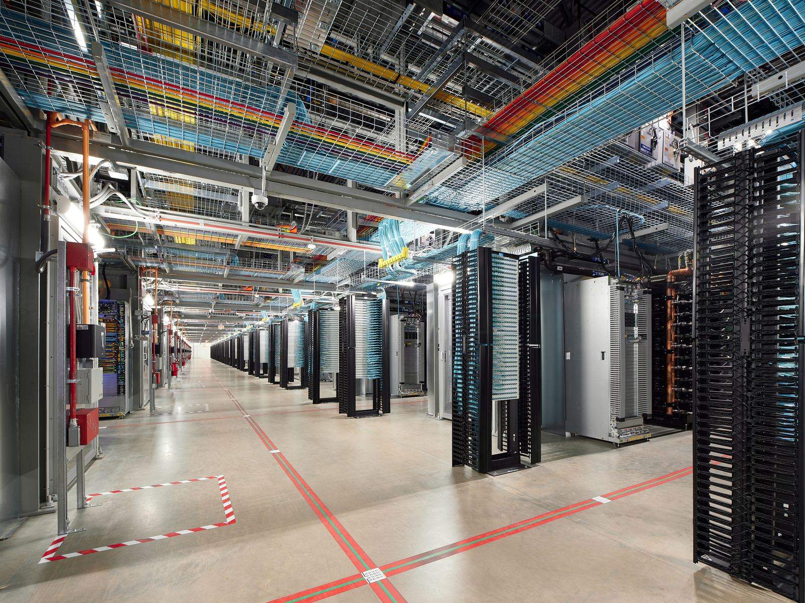 Fiber-optic connections at Google's New Albany campus