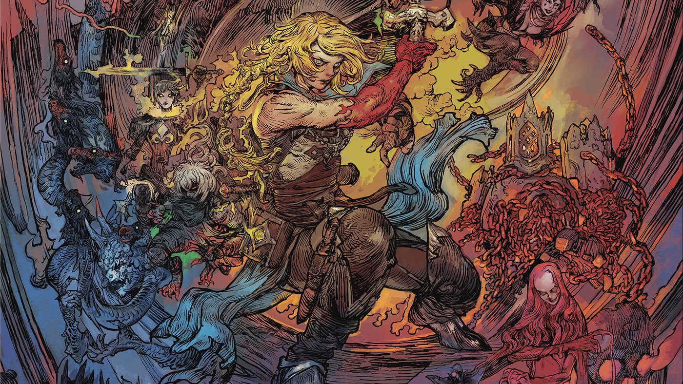 Ilustración oficial con los personajes de Castlevania Belmont’s Curse