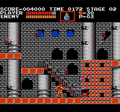 Simon Belmont explores stone stairs in the original Castlevania