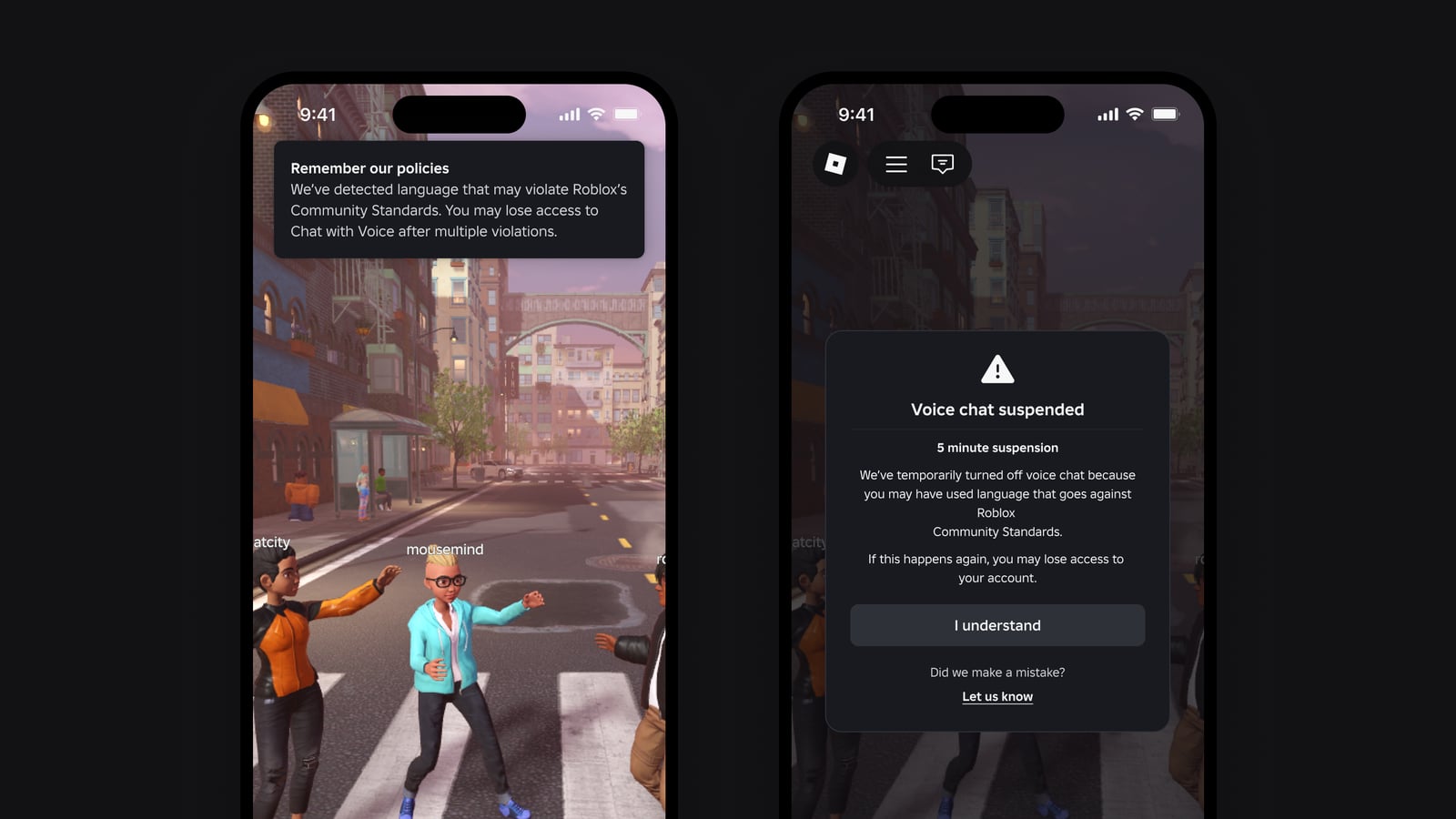 Interfaz de seguridad de Roblox, otra de las plataformas designadas por Bruselas