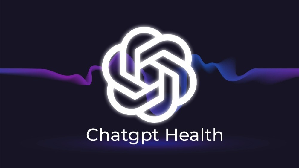 Logotipo de OpenAI y el nombre ChatGPT Health sobre un fondo oscuro