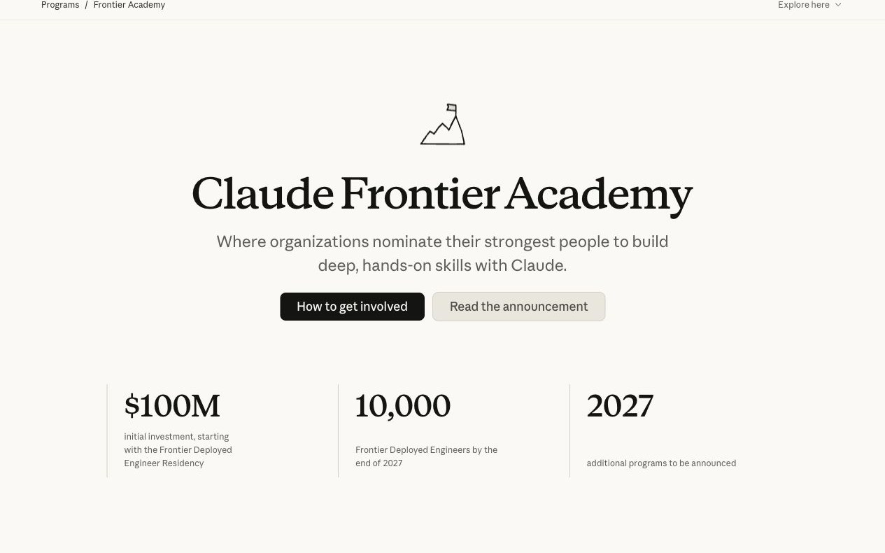 Página oficial de Claude Frontier Academy con su objetivo de formación
