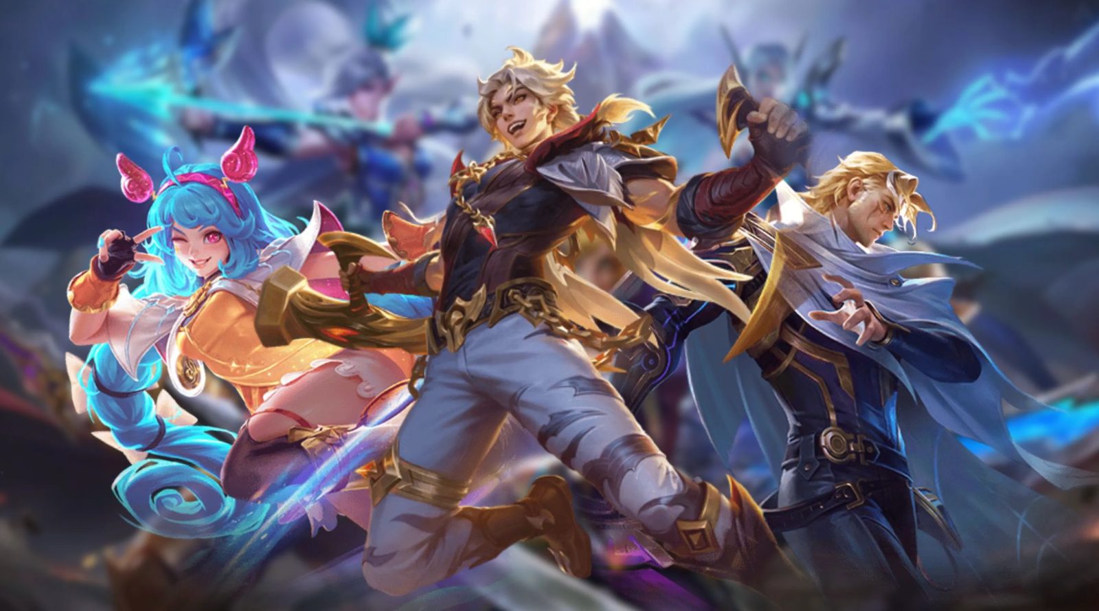 Pelea de equipo en torno a un objetivo del mapa en Mobile Legends