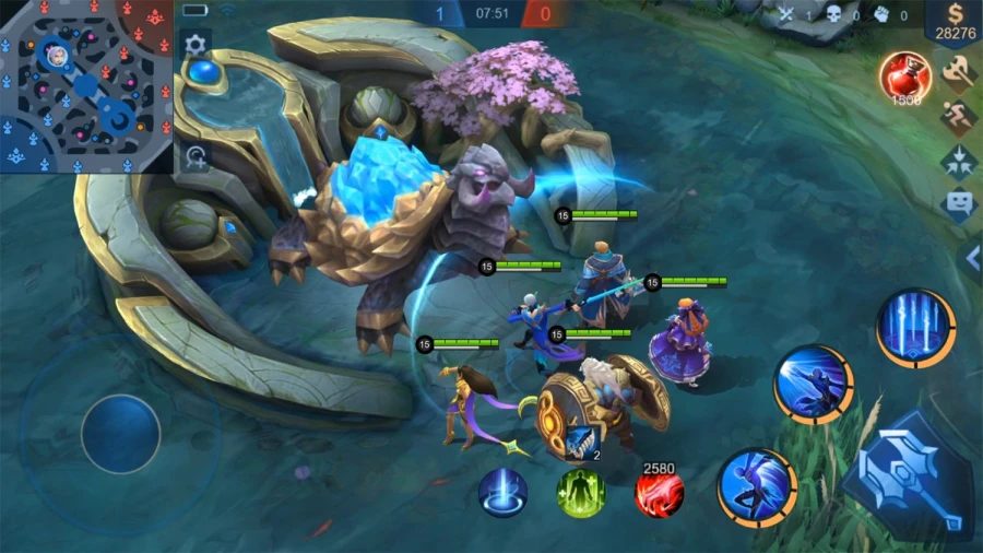 Ilustración oficial de Mobile Legends con varios héroes en plena acción