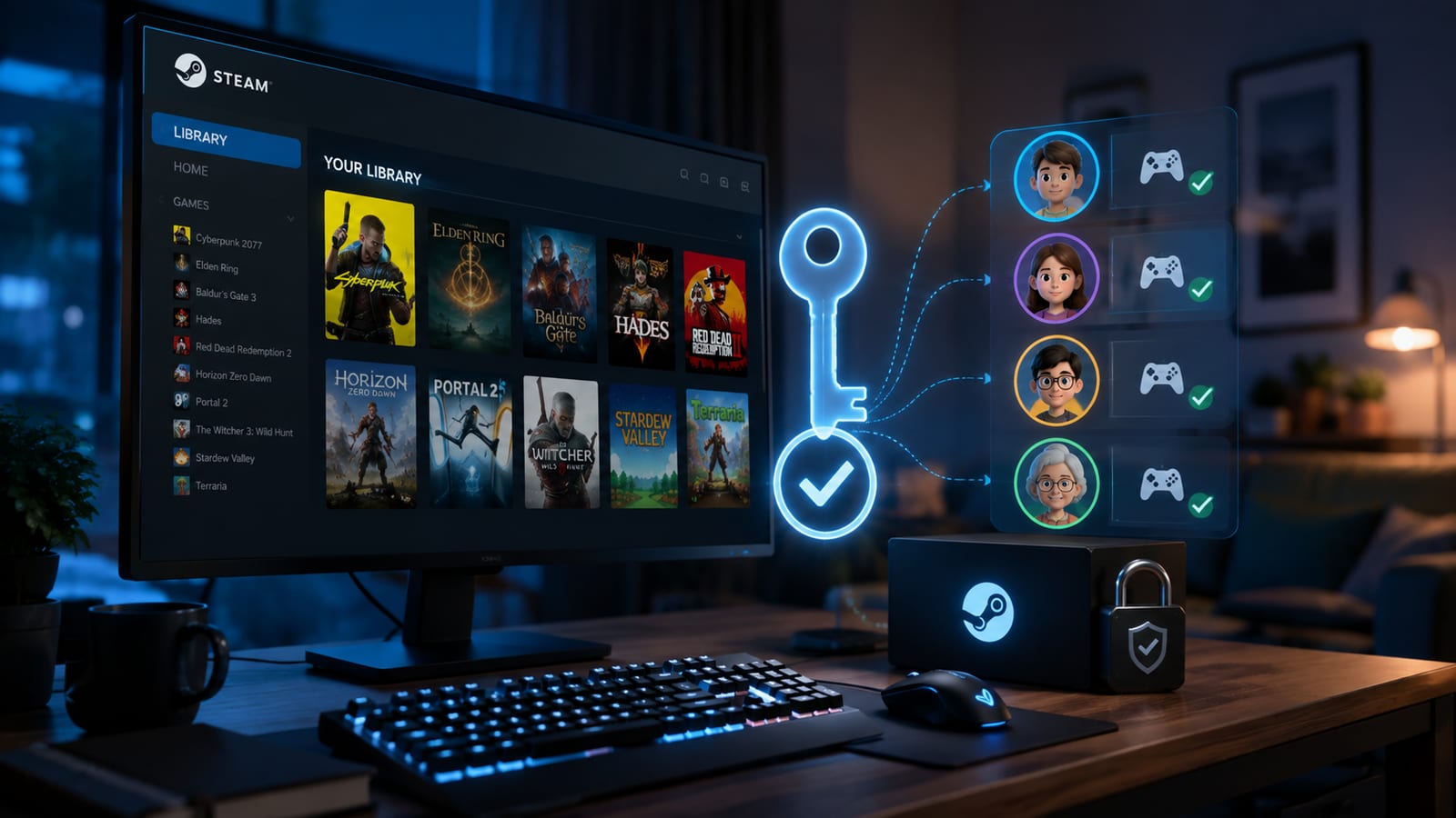 Una biblioteca de Steam comparte sus copias con cuatro perfiles familiares