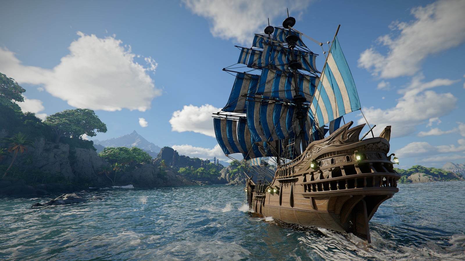 Un barco navega hacia una isla de Charting the Unknown