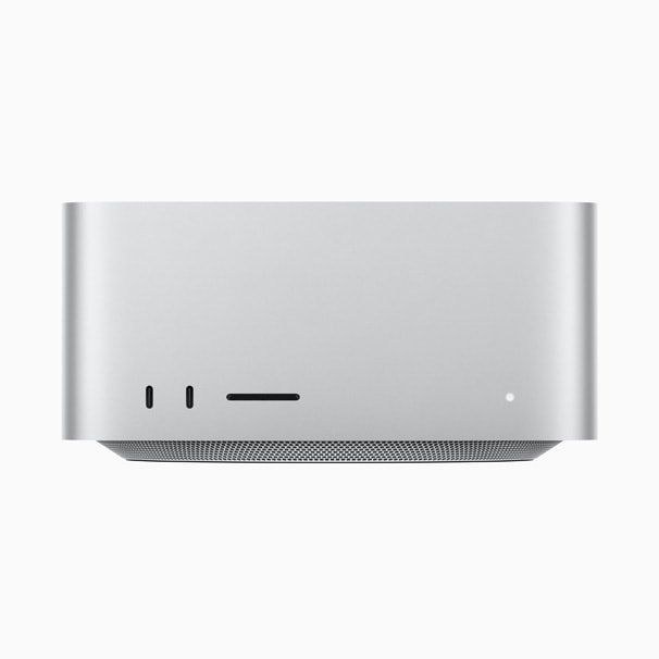 Front view of a Mac Studio desktop computer
