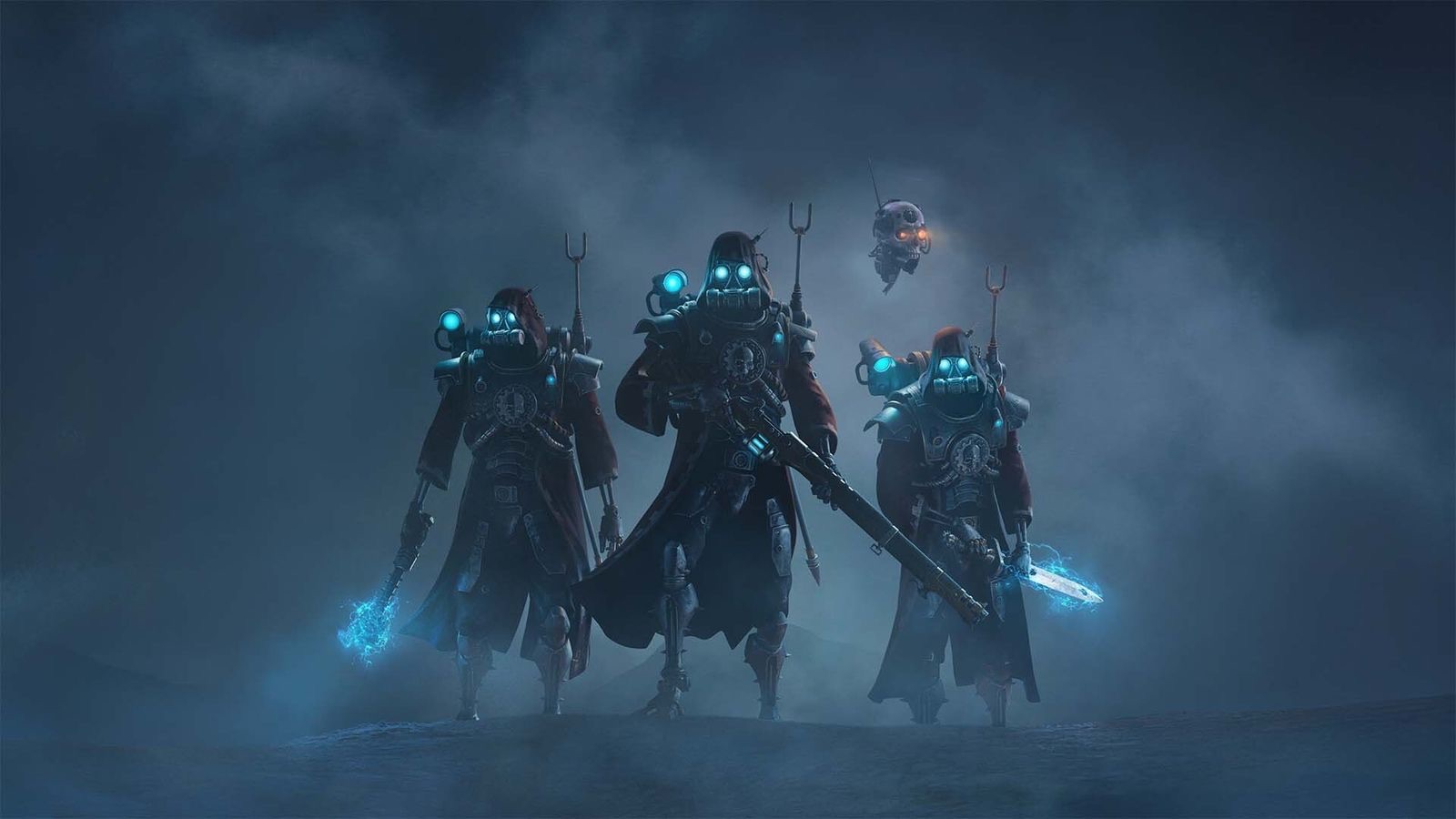Rechazados de Darktide combatiendo en un entorno industrial