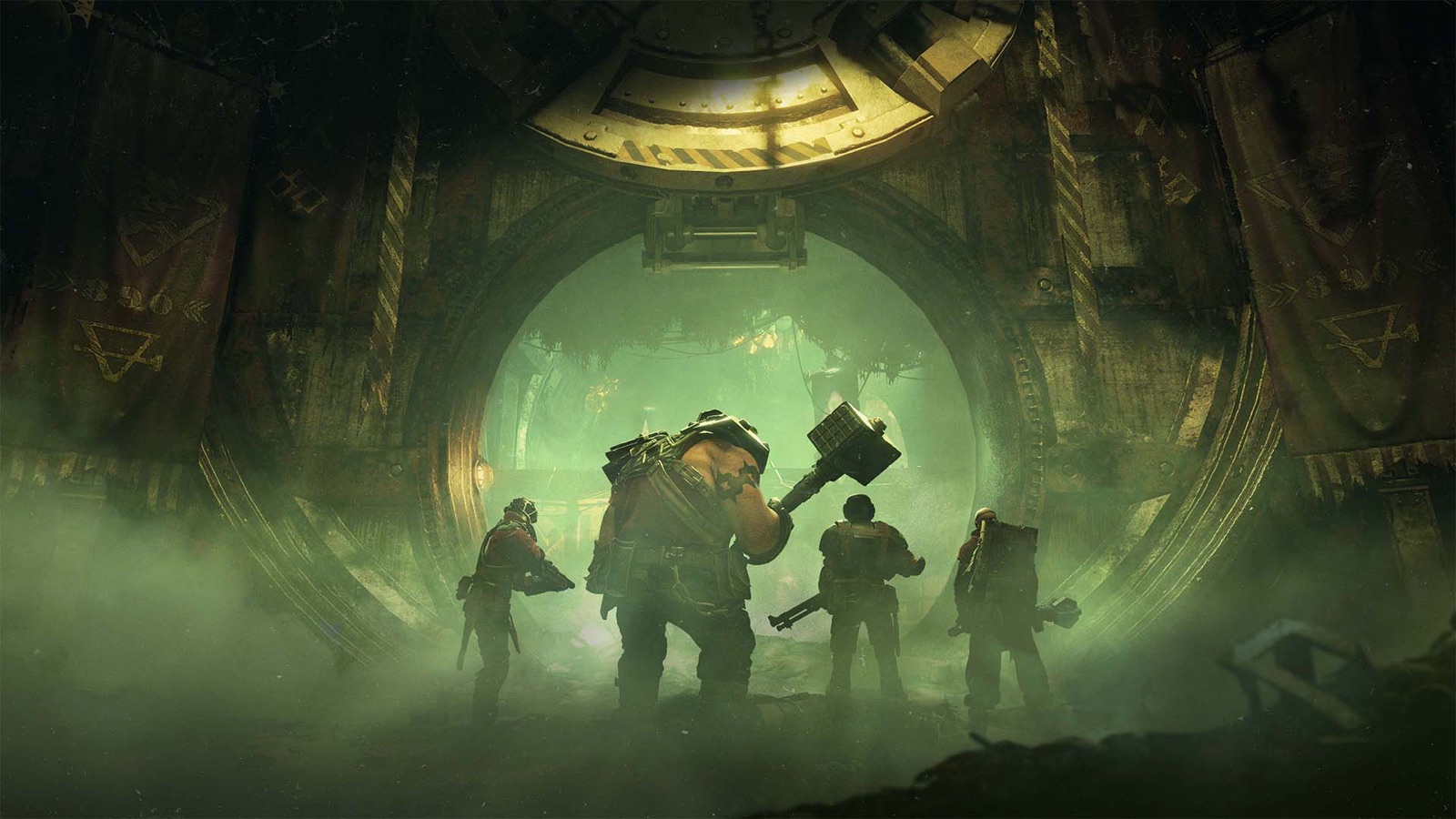 A squad enters the depths of Tertium in Warhammer 40000 Darktide