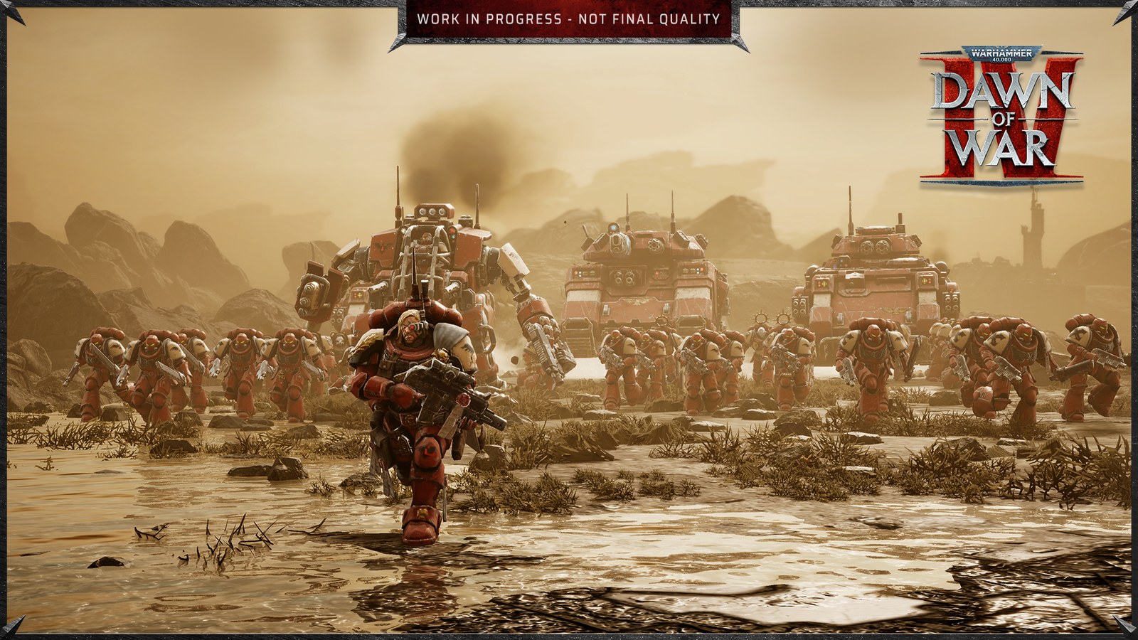 Blood Ravens avanzan junto a vehículos en una captura de desarrollo