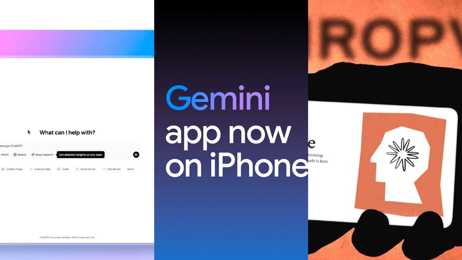 ChatGPT, Gemini and Claude together in the artificial intelligence dictionary