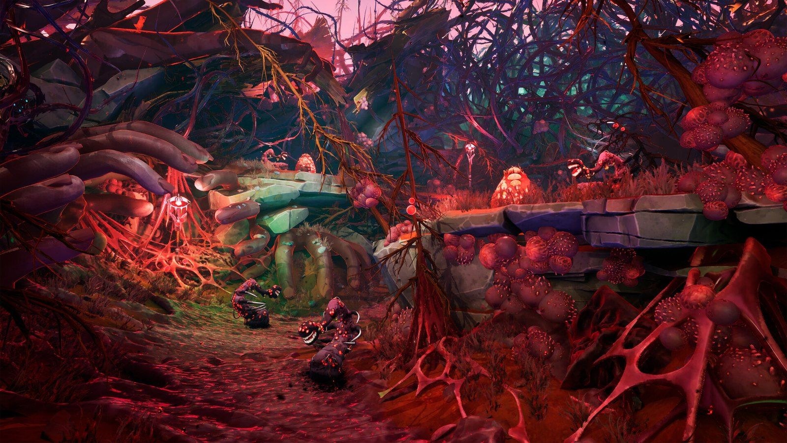 Distorted vegetation and terrain in Edge of Memories