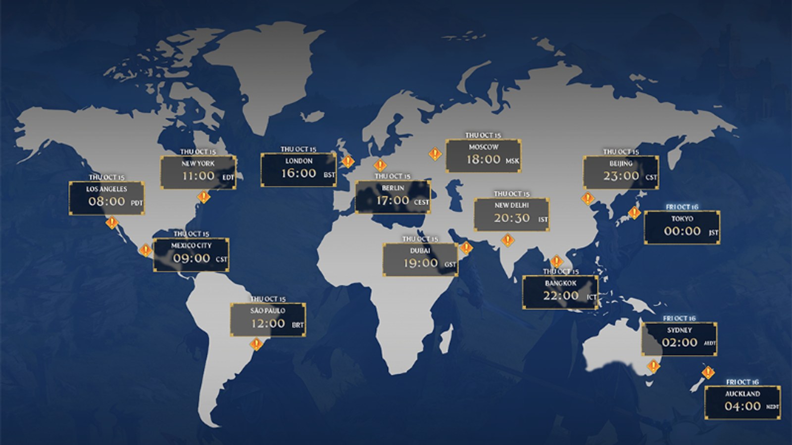 Official map of Enshrouded 1.0 launch times