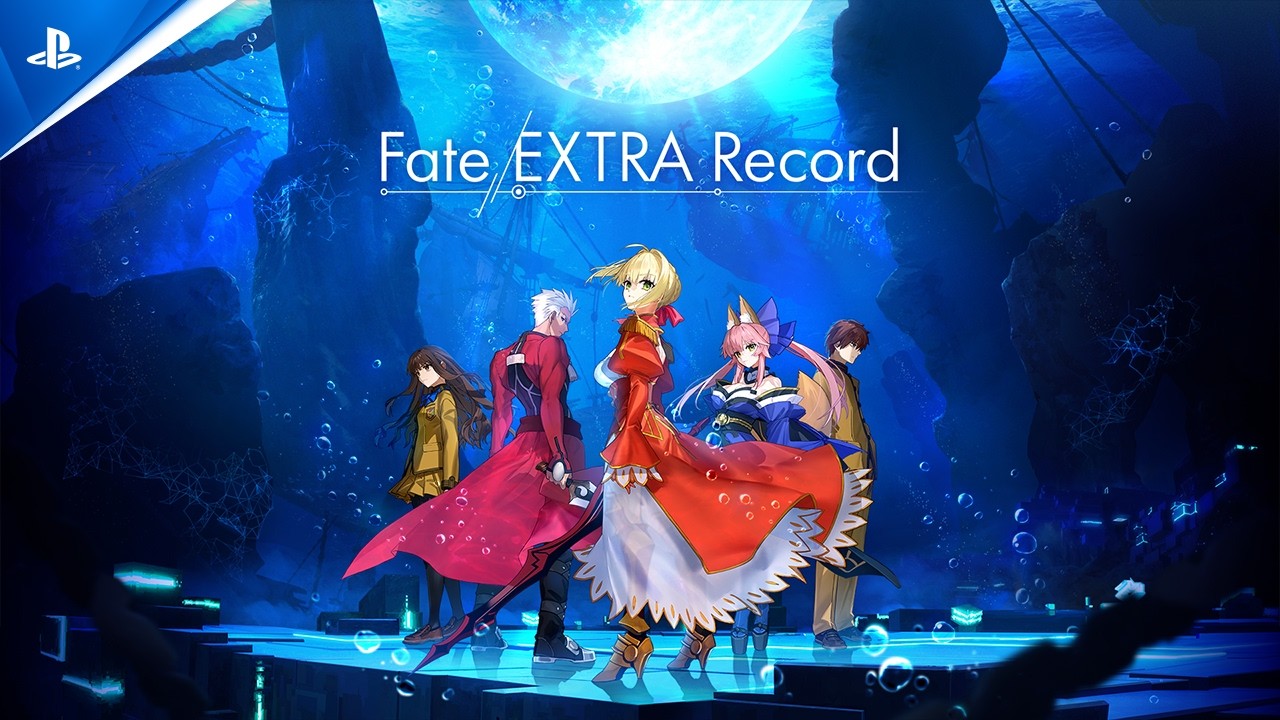 Saber prepares an attack during a Fate Extra Record battle