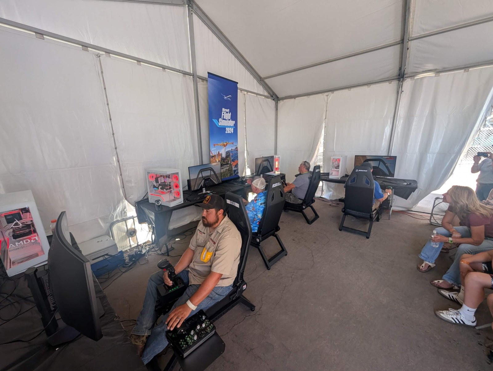Participants racing in Flight Simulator 2024 at the 2026 Roswell Air Races