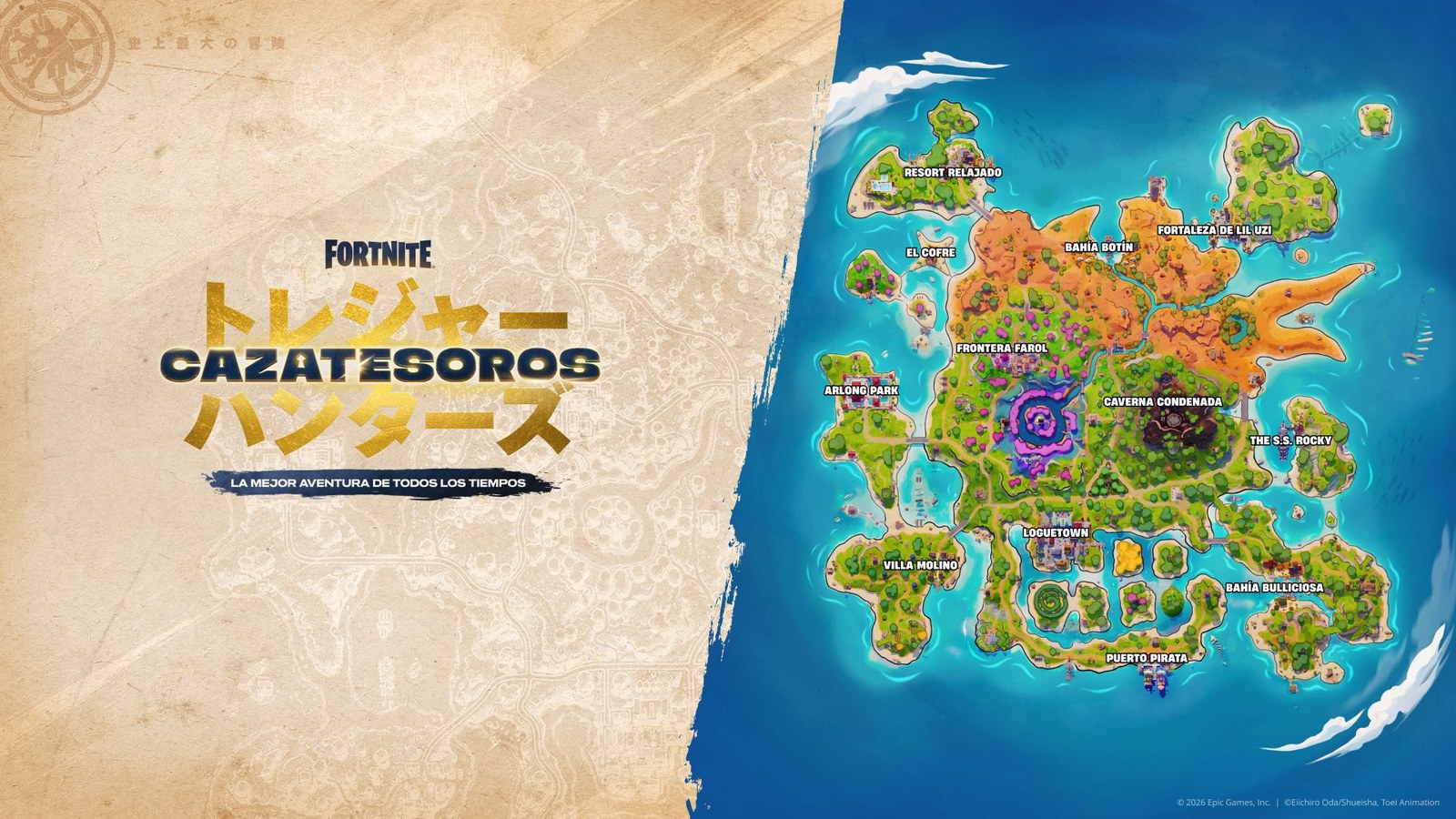 Mapa de la Isla de las Calaveras, la nueva isla de Battle Royale de Fortnite Treasure Hunters