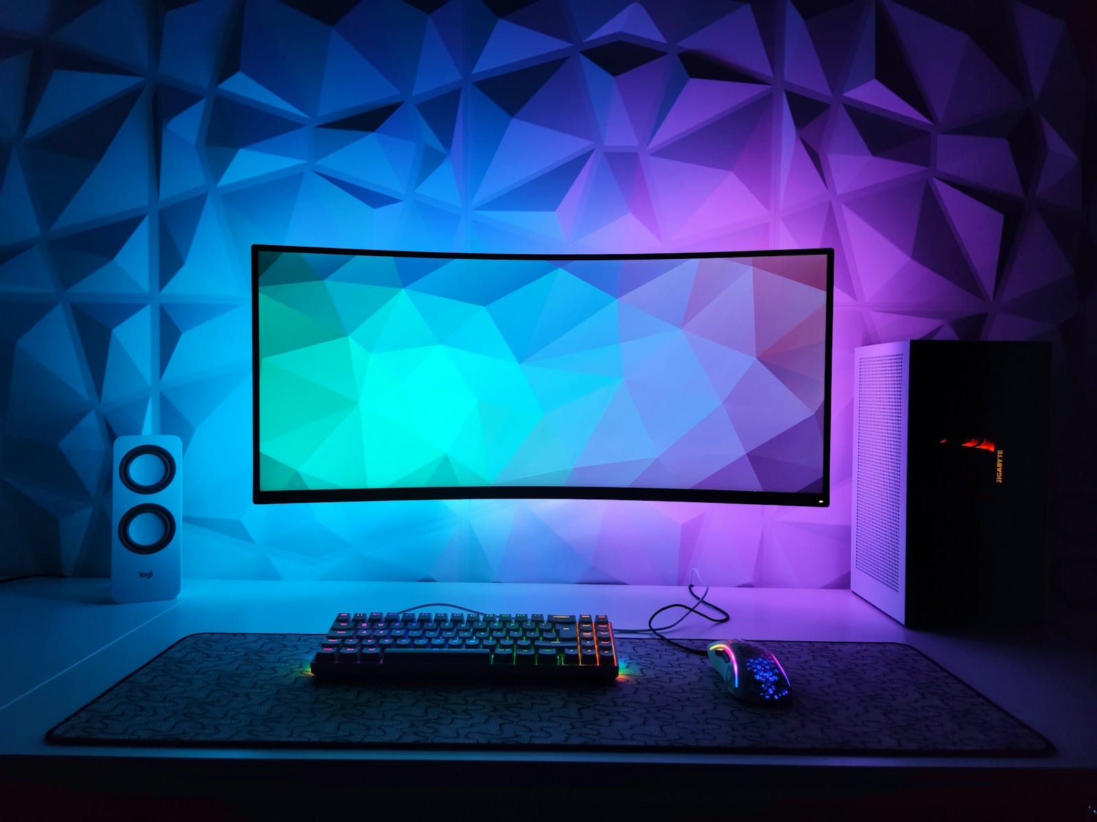 Ultrawide monitor set up for a gaming session