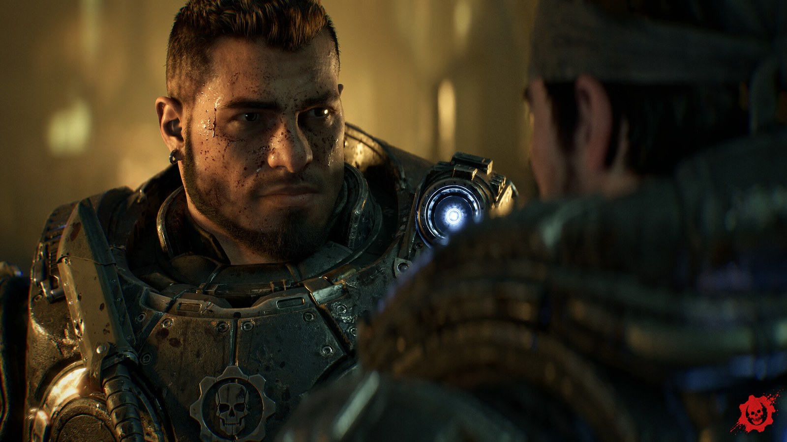 Un soldado con uniforme militar en una captura oficial de Gears of War: E-Day