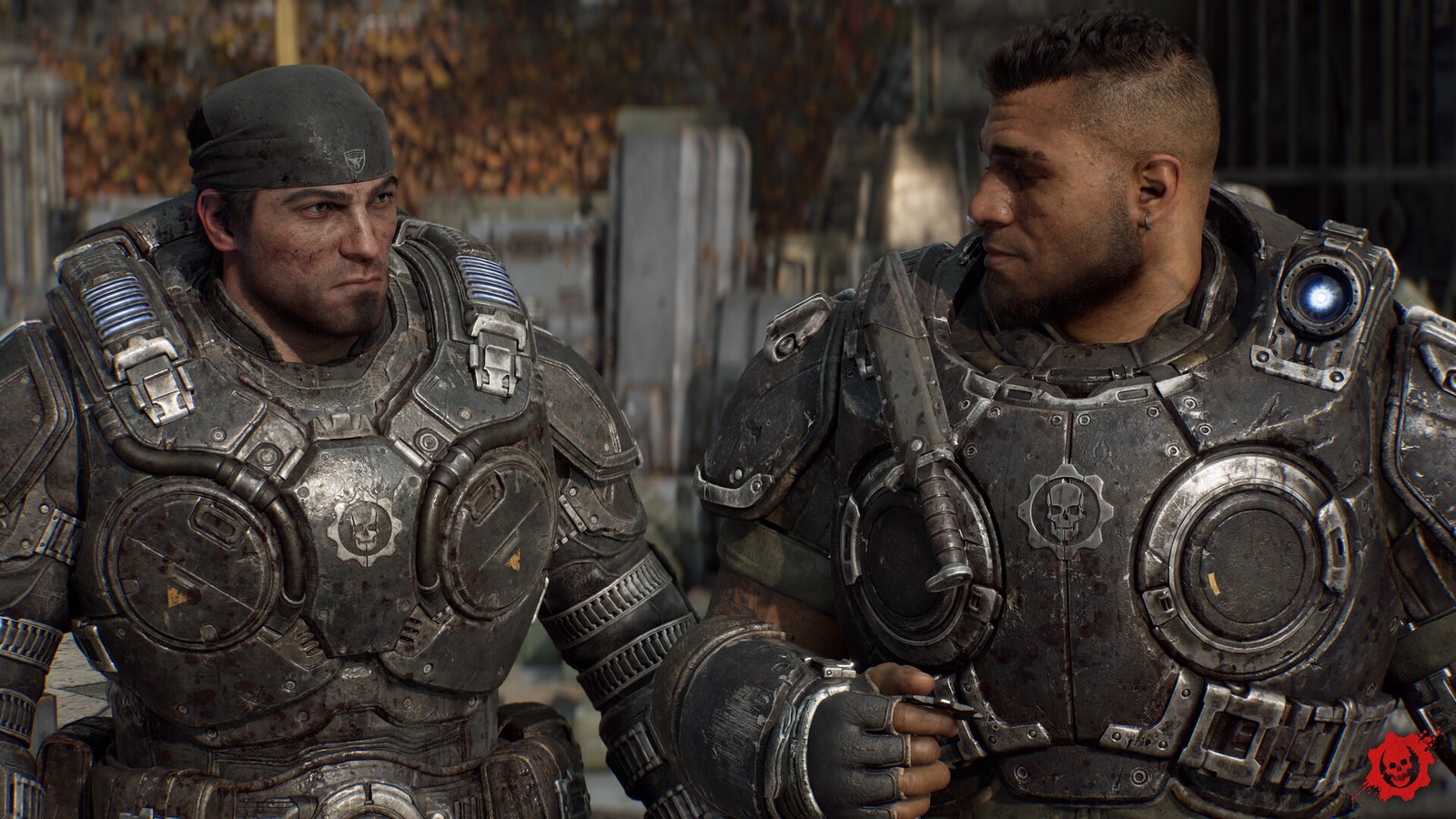 Dos soldados de la CGO con armadura en una escena de Gears of War: E-Day