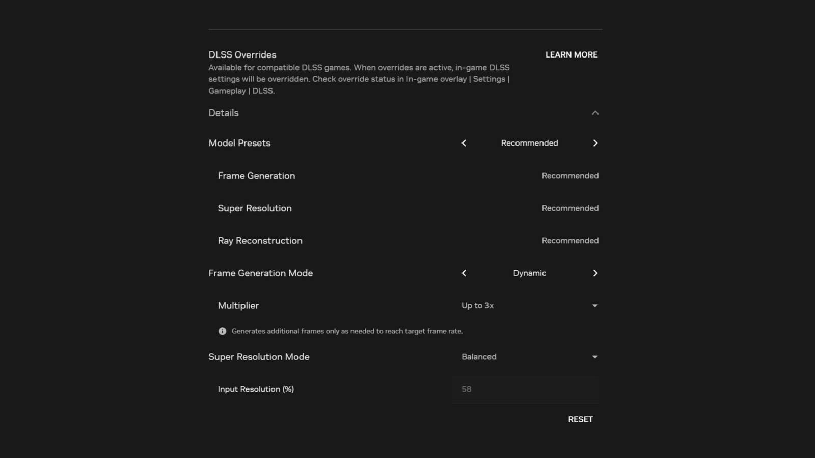 GeForce NOW DLSS 4.5 settings panel