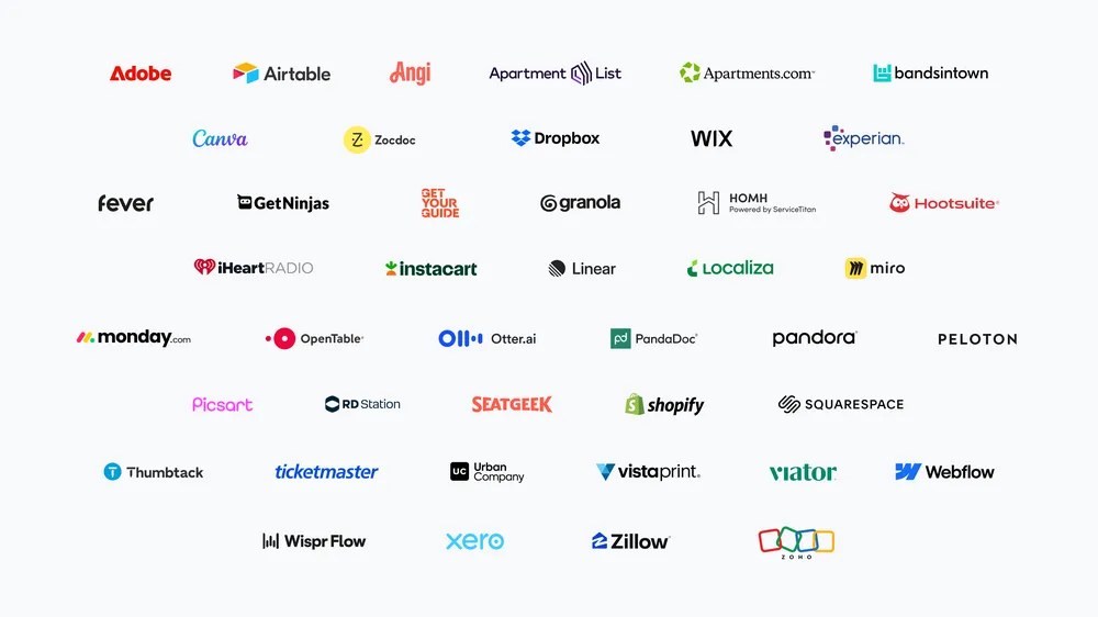 Mosaico oficial de aplicaciones conectadas a Gemini con logotipos de Adobe, Canva, Dropbox, Shopify y otras compañías