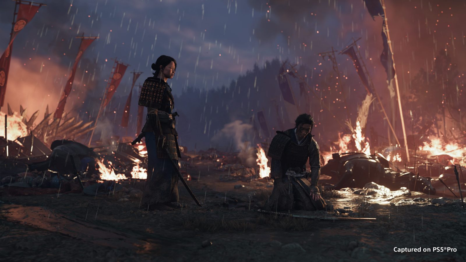 Jin Sakai fights with a katana in Most Wanted mode