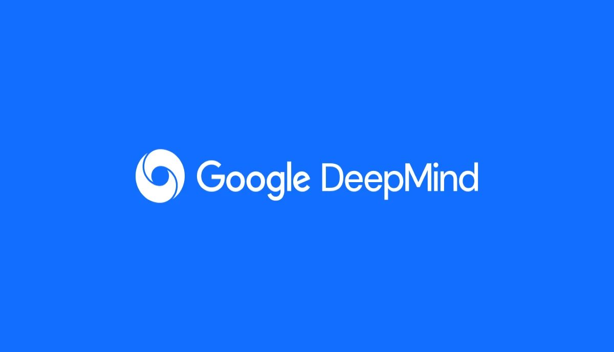 Google DeepMind logo on a blue background