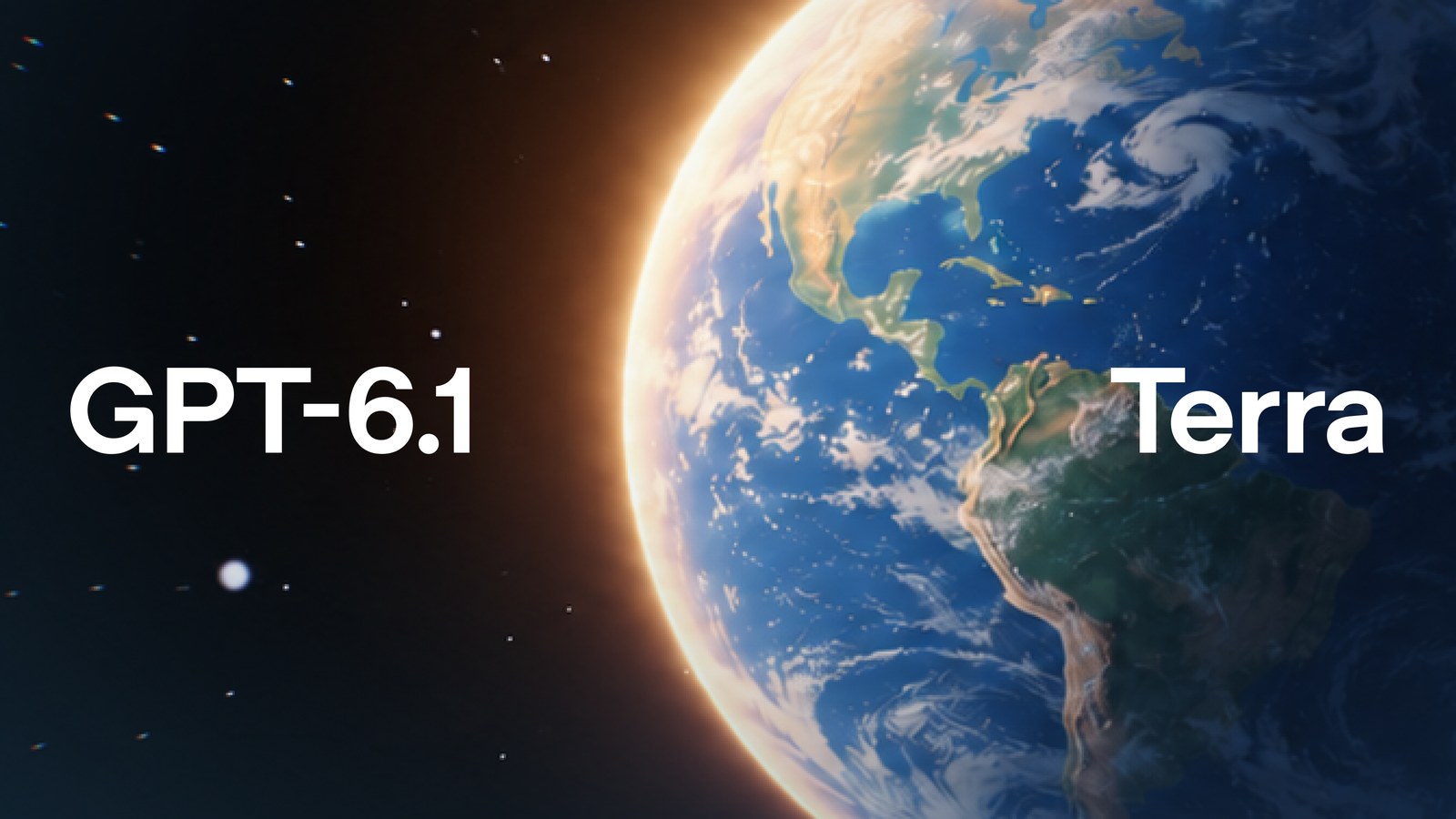 Ilustración oficial de GPT-6.1 Terra, con la Tierra vista desde el espacio junto al nombre del modelo