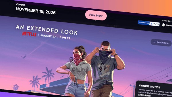 Fake GTA 6 demo page investigated by Malwarebytes, with an added Play Now button