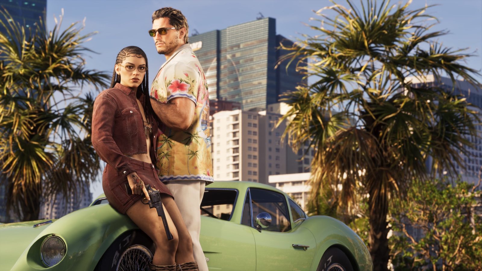 Official GTA 6 screenshot featuring two characters from the Ultimate edition content