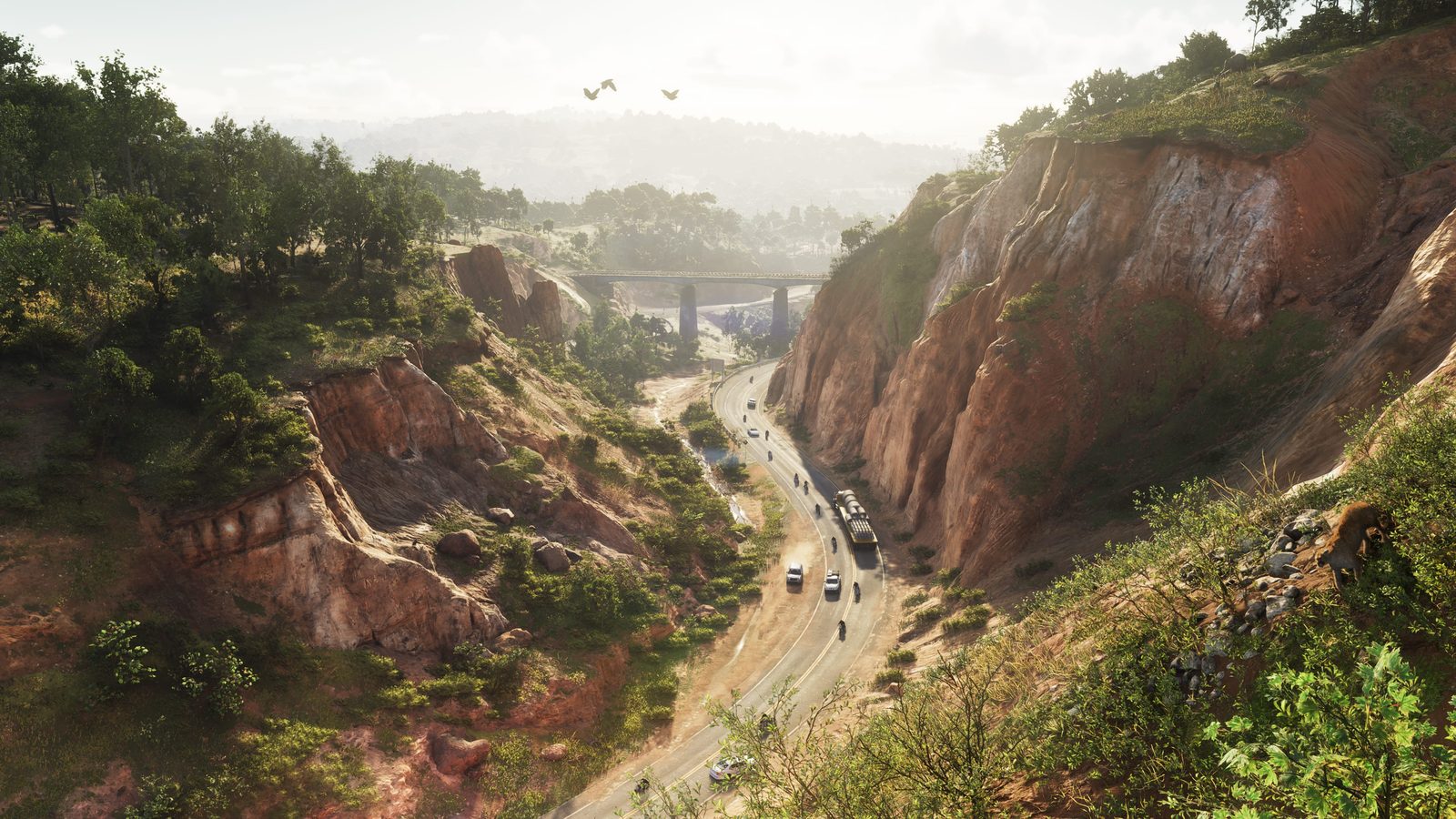 Una carretera atraviesa las montañas de Mount Kalaga en una captura oficial de Grand Theft Auto VI