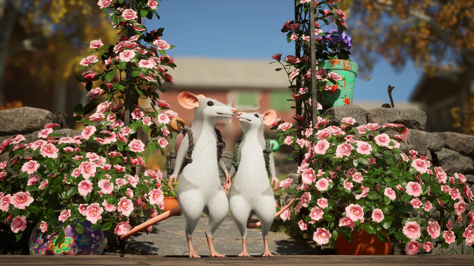 Dos ratones entre flores en Hela