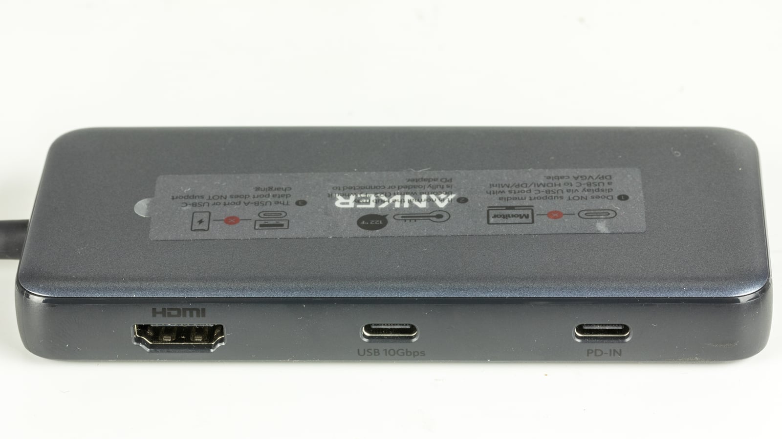 Anker PowerExpand A8383 with separately labelled USB-C data and PD-IN ports